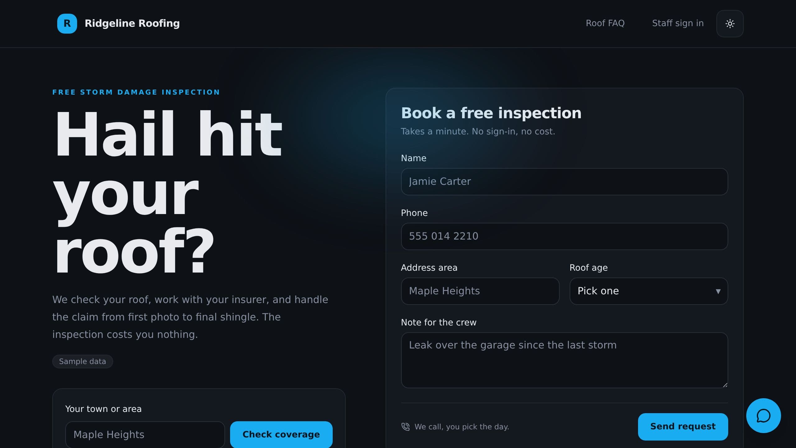 Roofing Company Dashboard preview