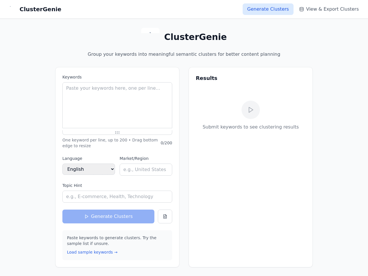 Keyword Cluster Generator