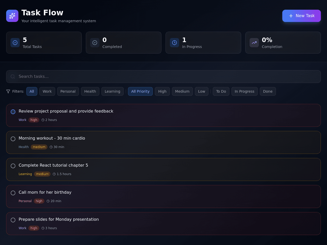 Task Flow Dashboard