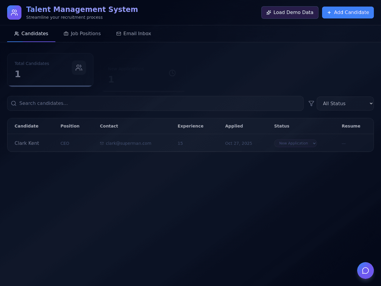 Talent Tracker Dashboard