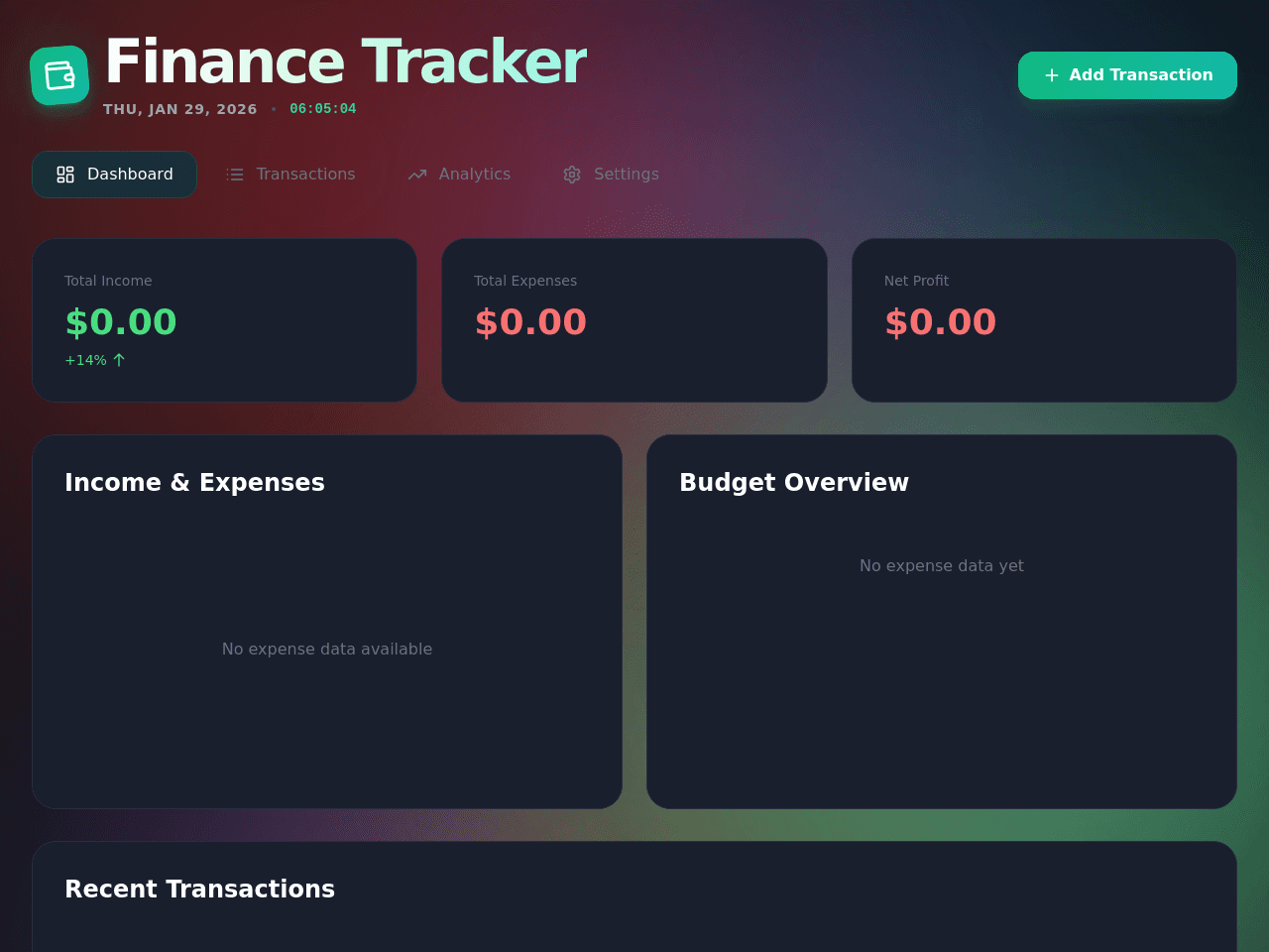 Finance Tracker Dashboard