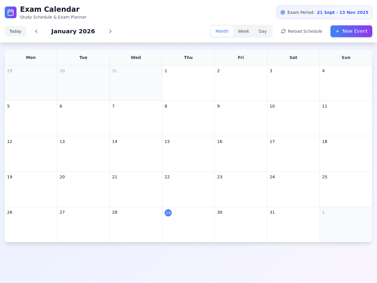 Exam Calendar