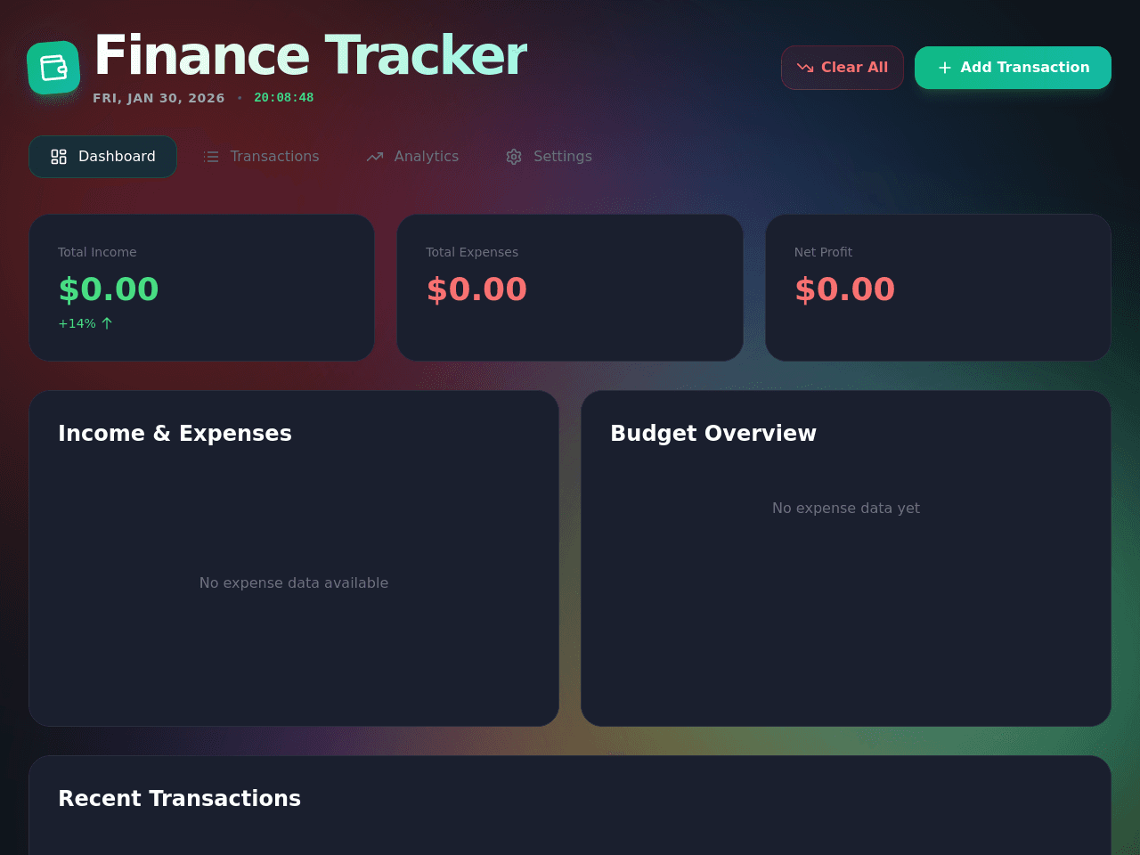 Finance Tracker Dashboard