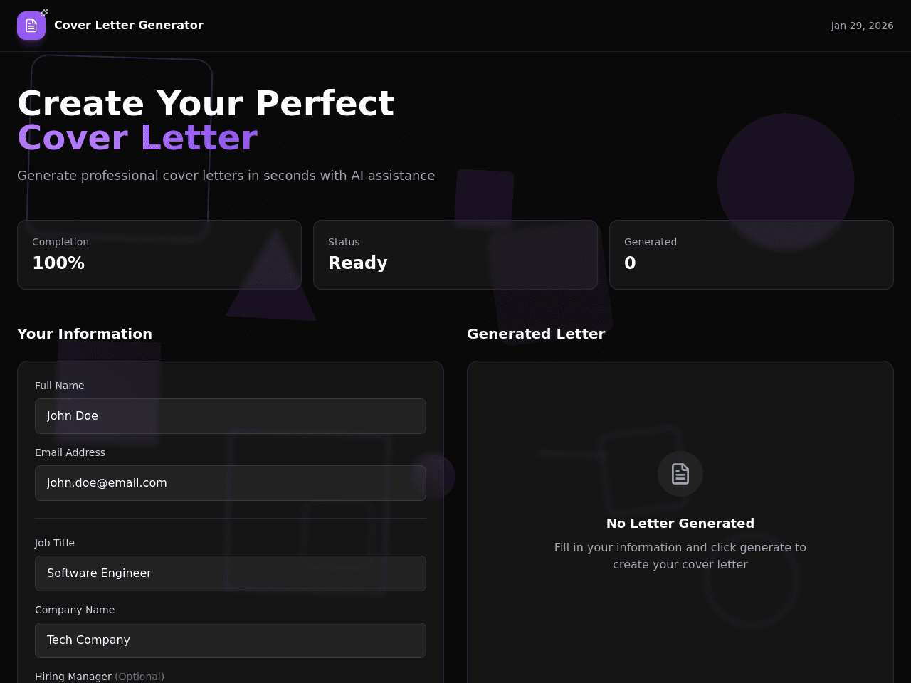 Cover Letter Generator