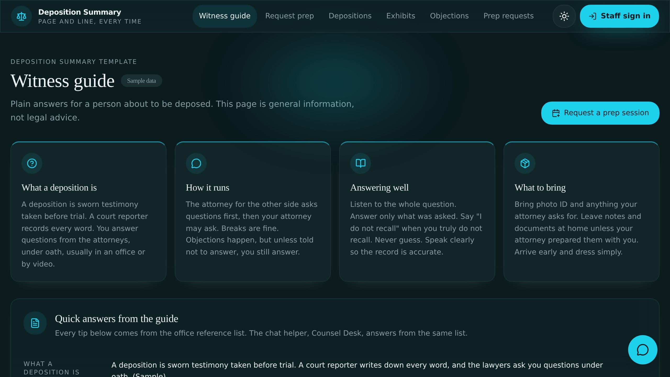 Deposition Summary Template preview