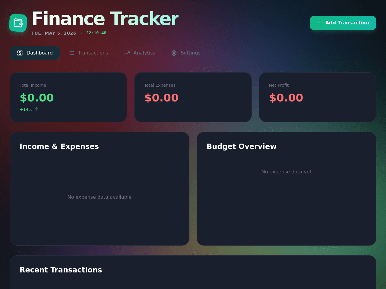 Finance Tracker Dashboard