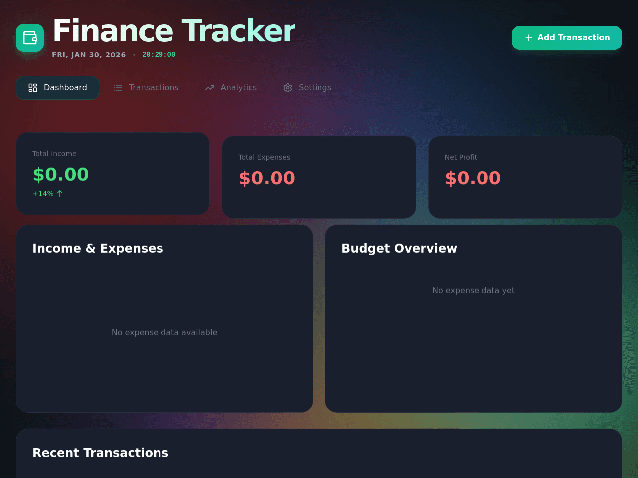 Finance Tracker Dashboard