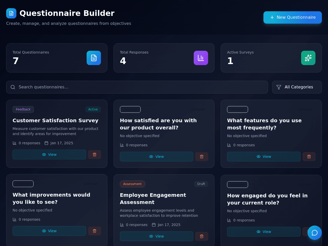 Objective Questionnaire Builder