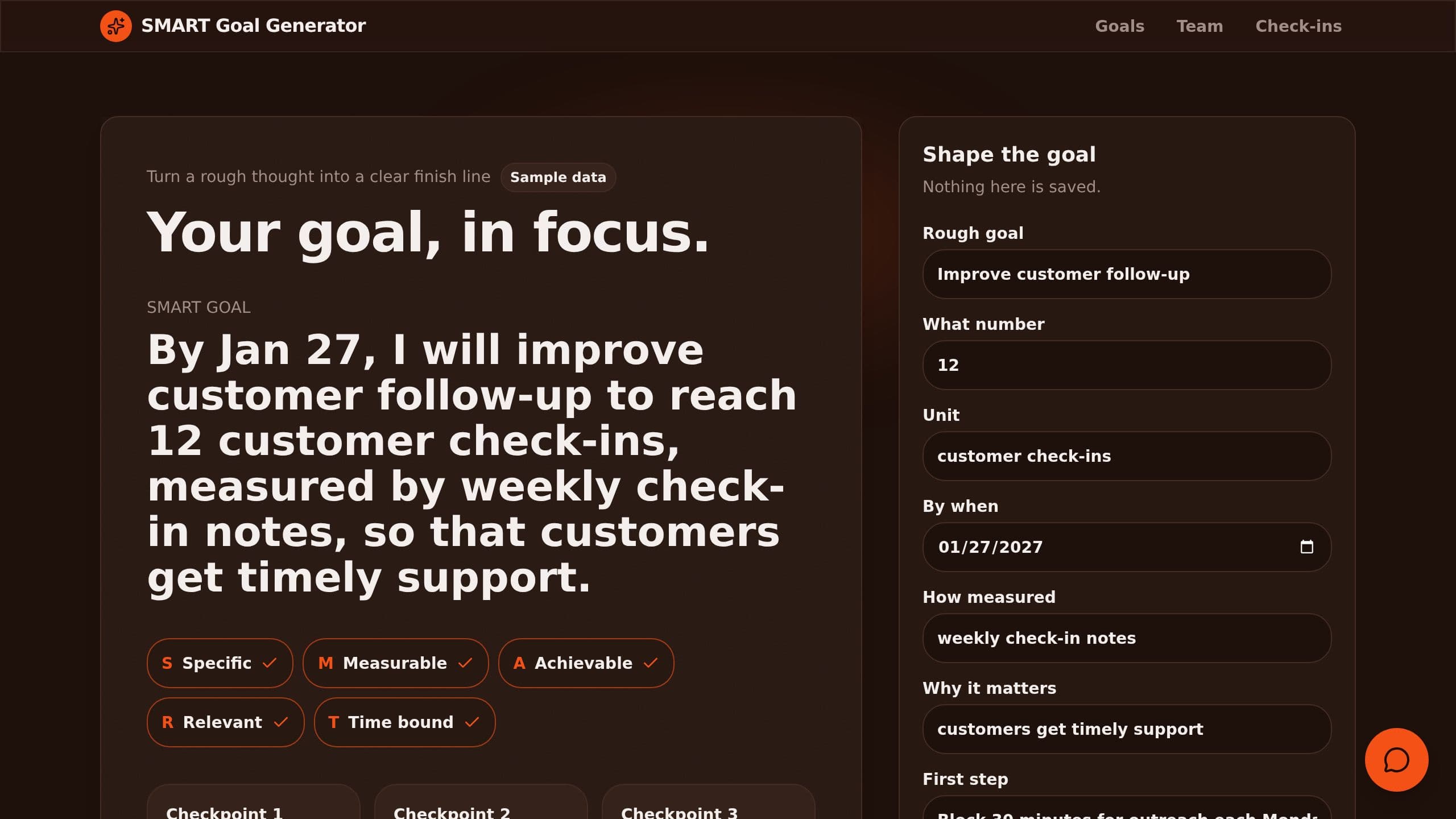 SMART Goal Generator preview