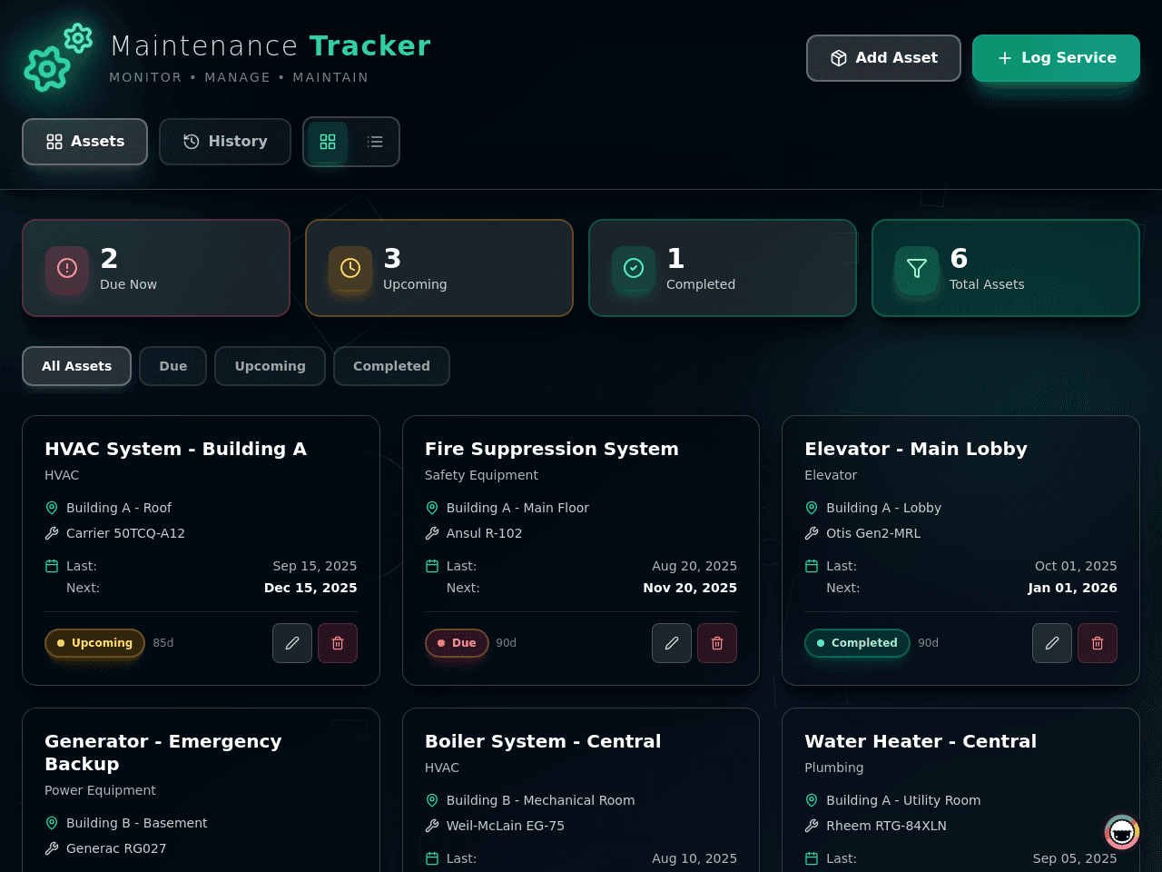Maintenance Tracker Dashboard