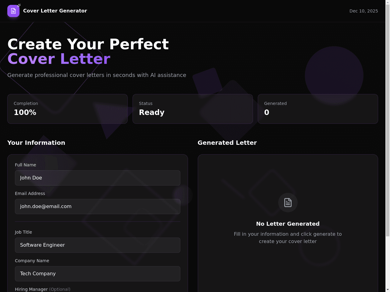 AI Cover Letter Generator