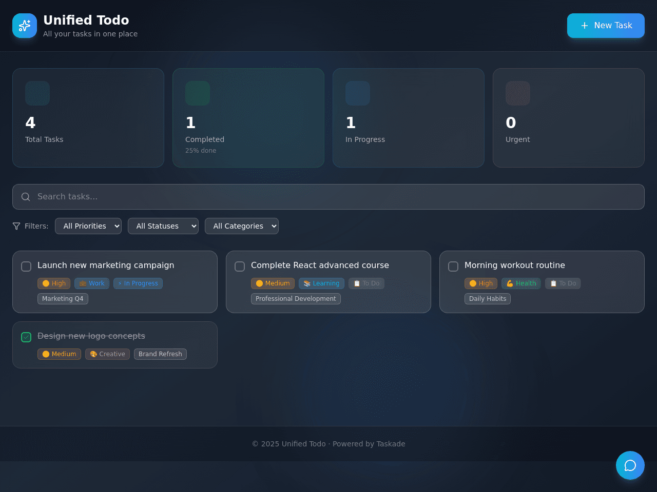 Unified Task Dashboard