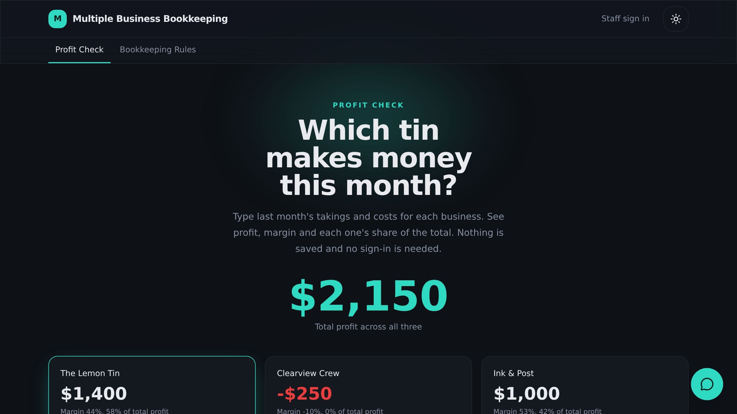 Multiple Business Bookkeeping preview