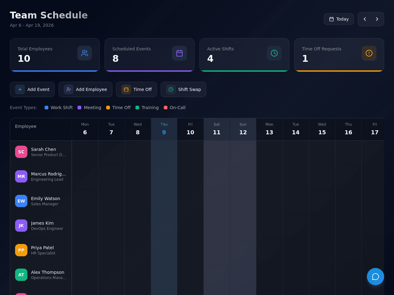 Team Schedule Board