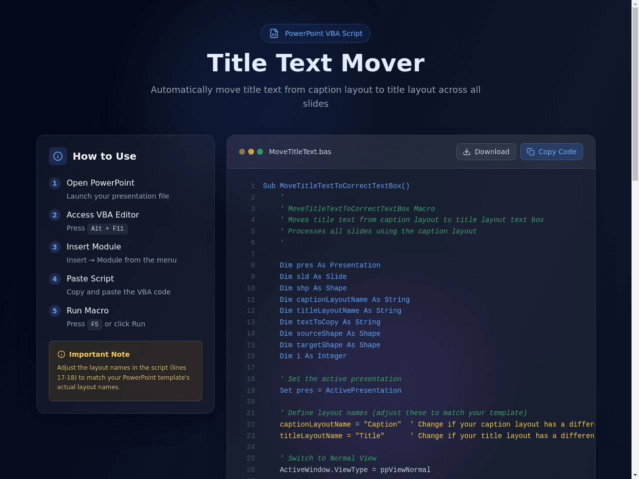 Slide Title Mover