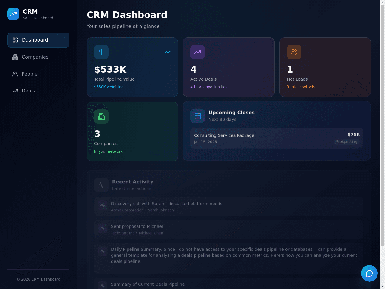 CRM Dashboard Studio