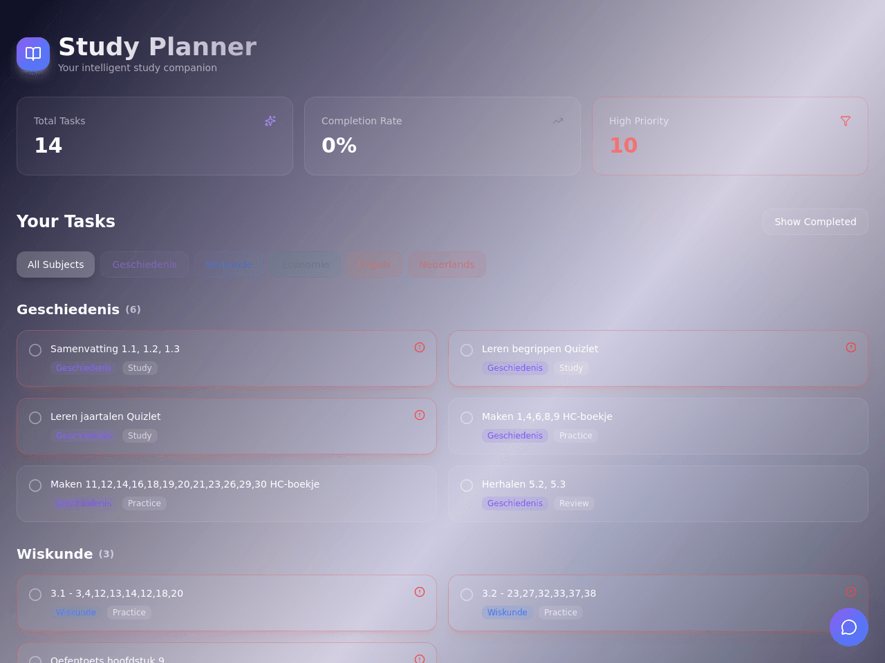 Study Planner Portal
