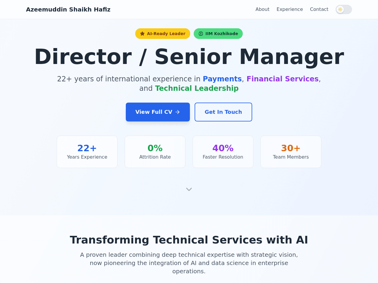 CV of Azeemuddin S H