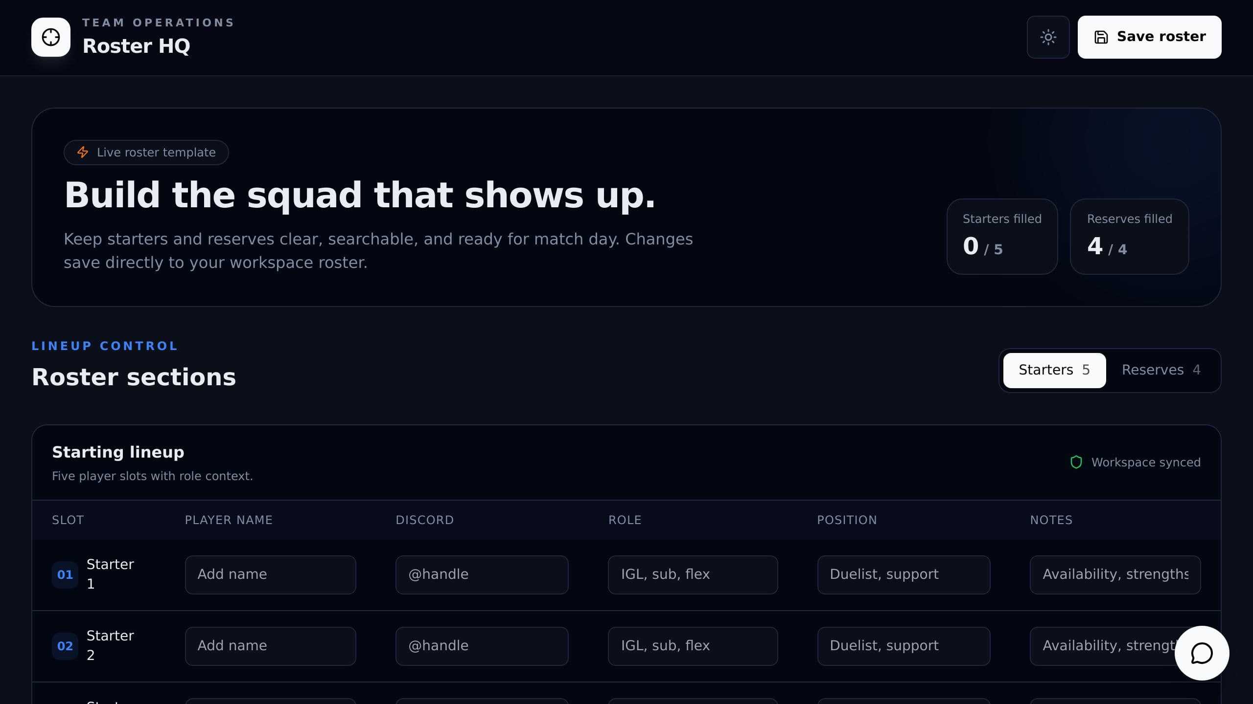 Esports Roster Planner