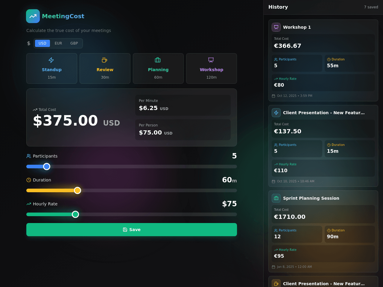 Meeting Cost Calculator