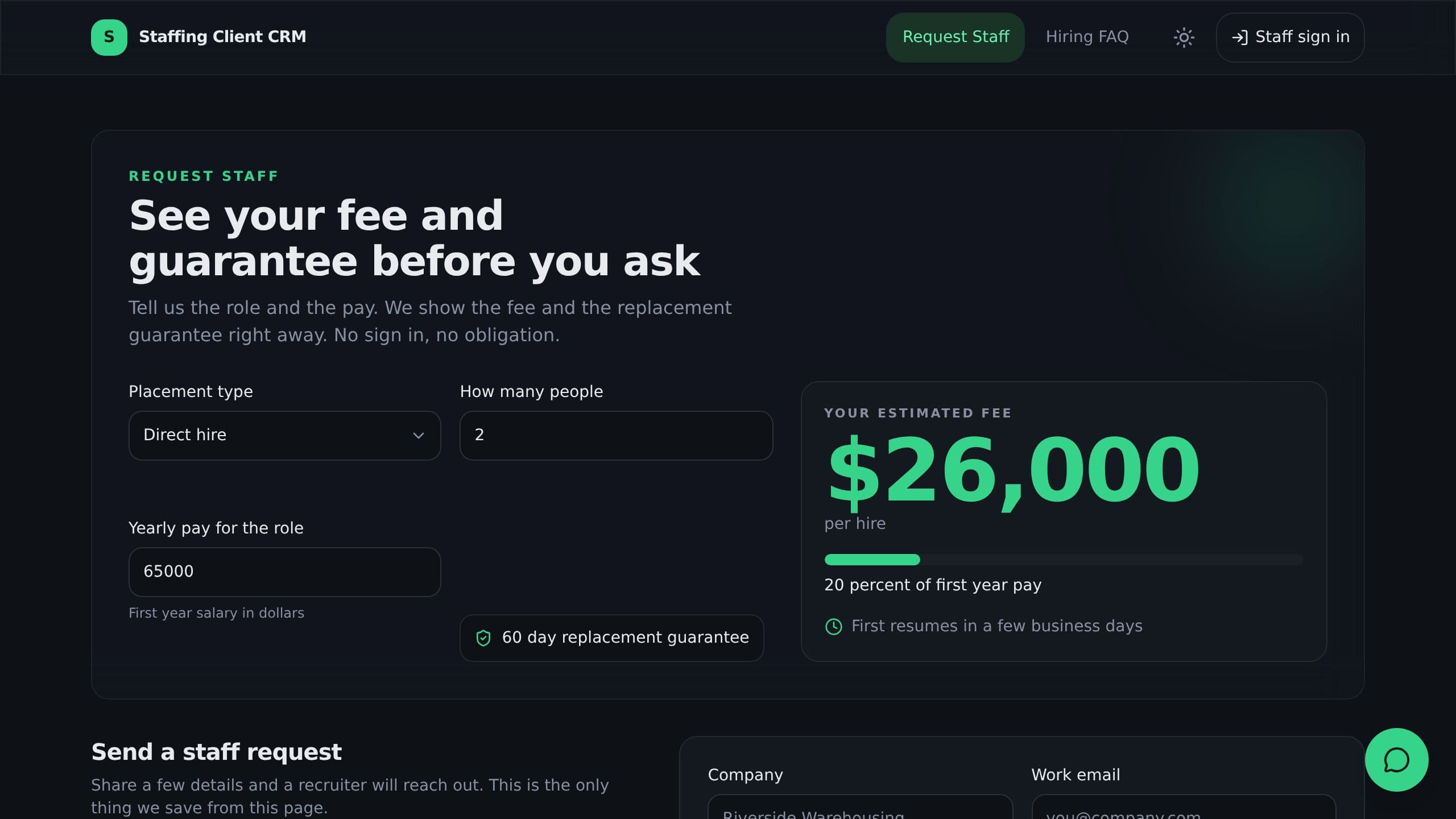 Staffing Client CRM preview