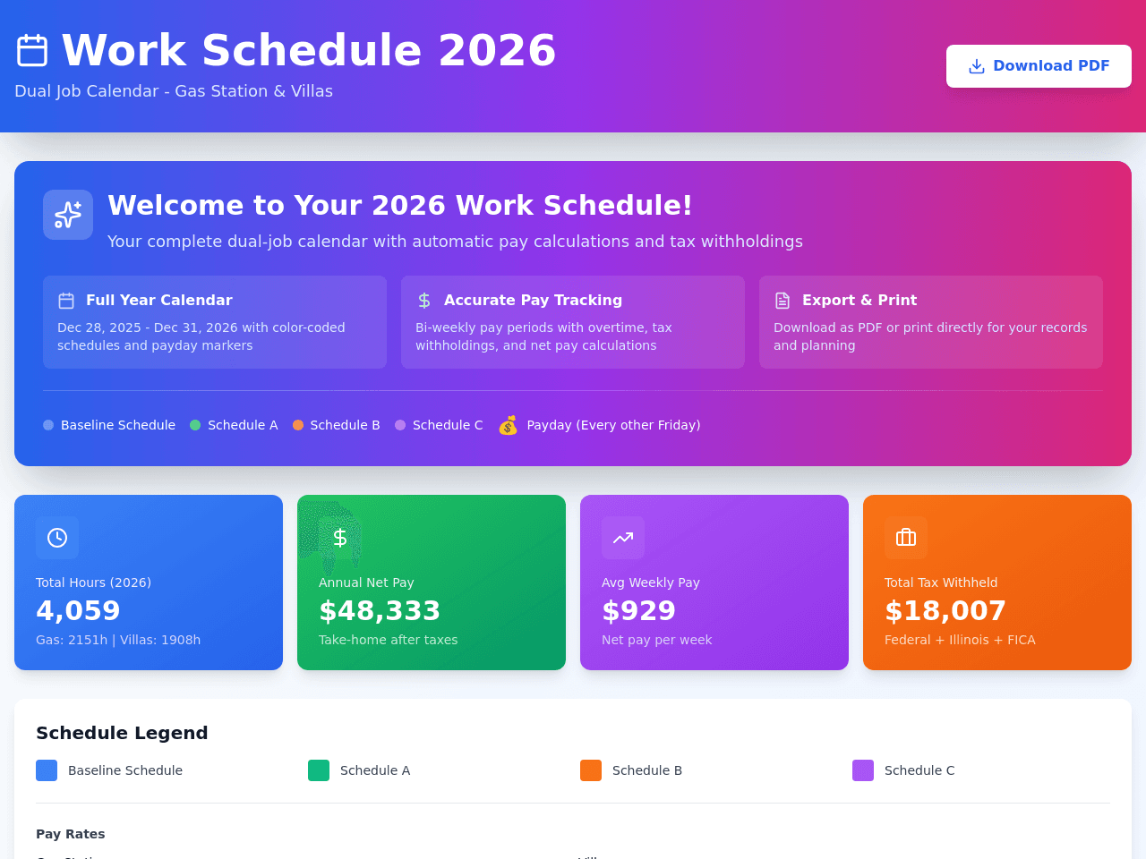 Income Flow Calendar