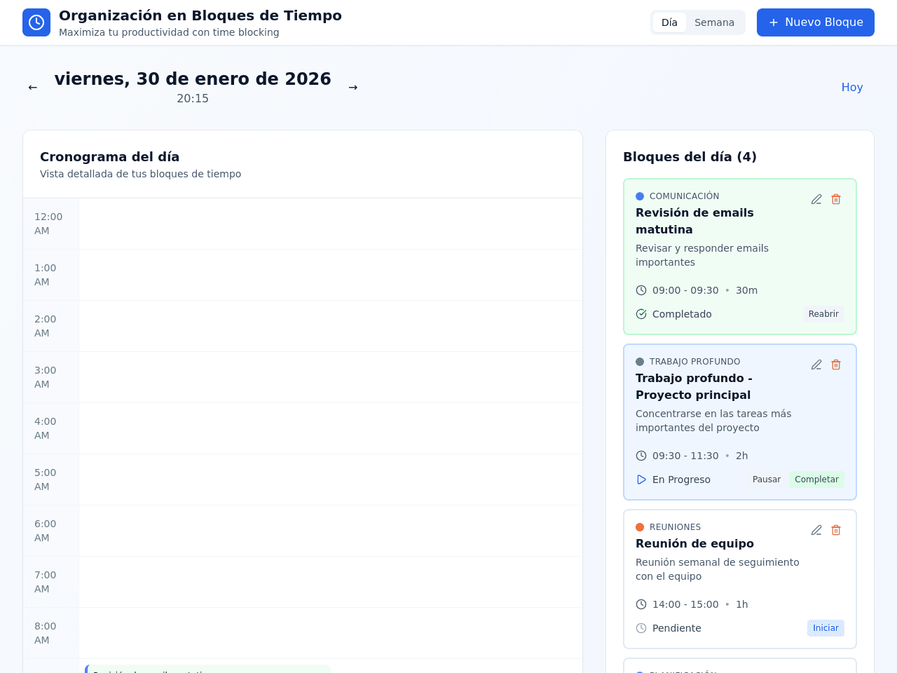 Time Block Planner