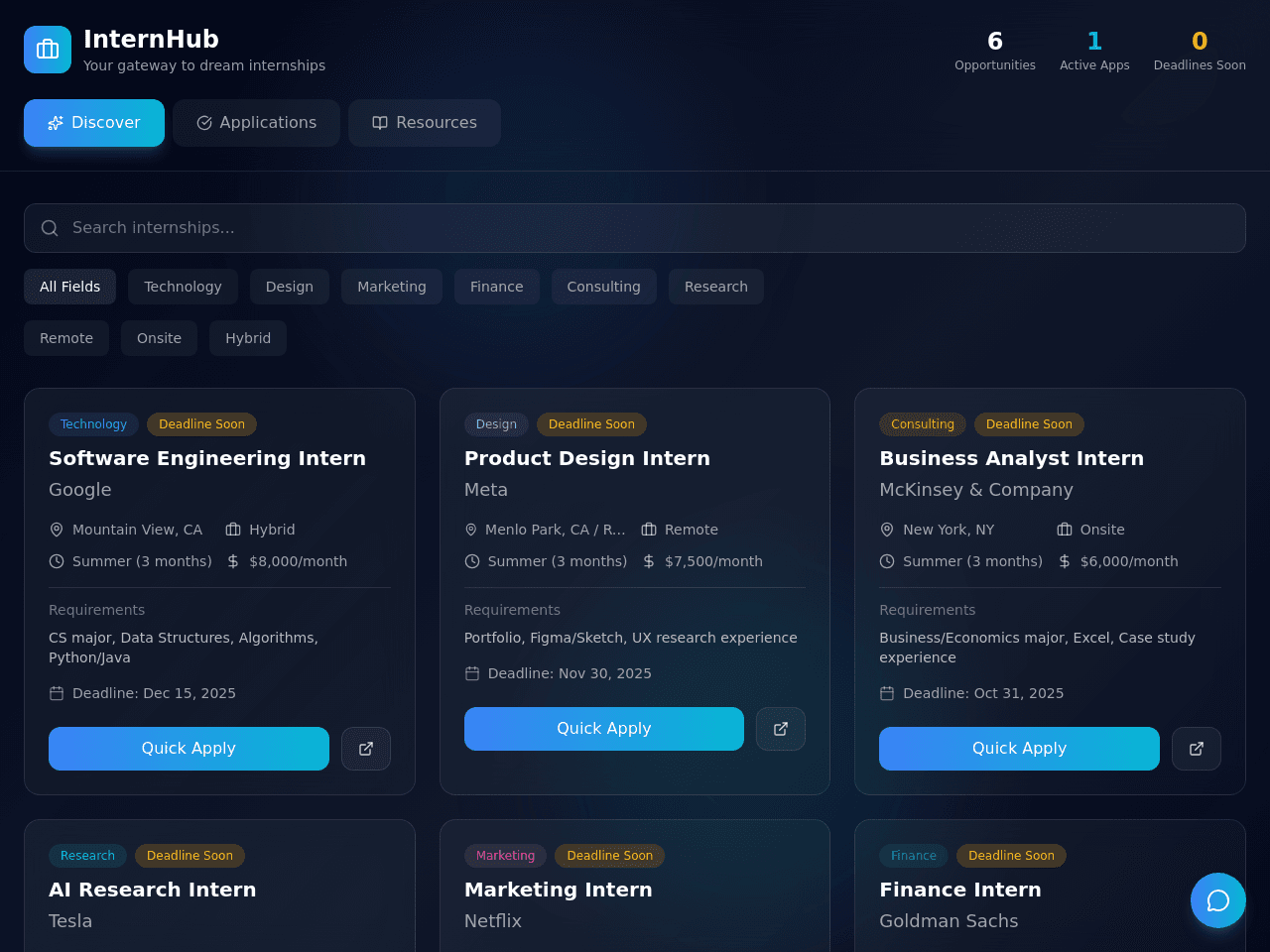 Internship Finder Portal