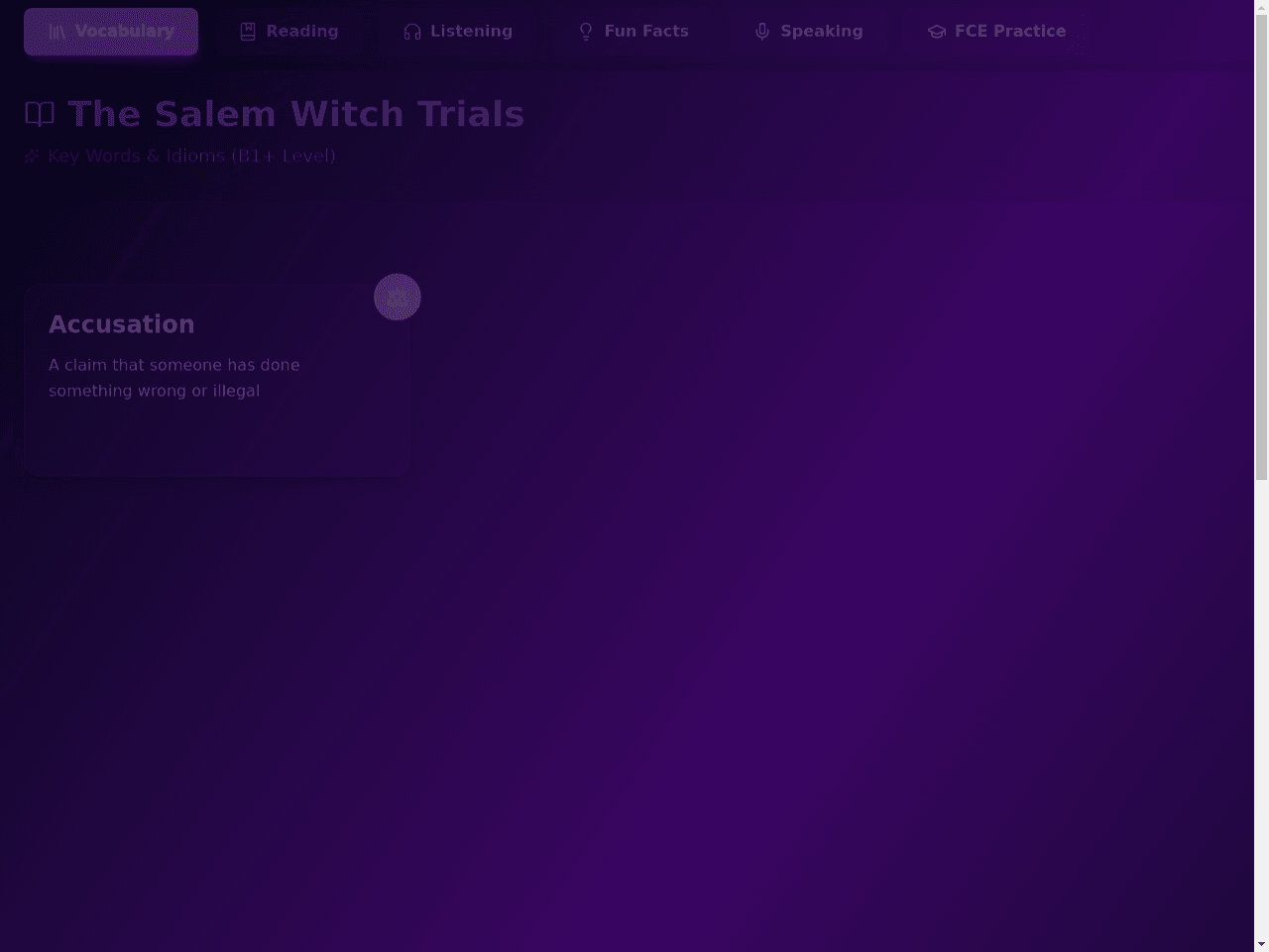 B1+ Lesson: The Salem Witch Trials