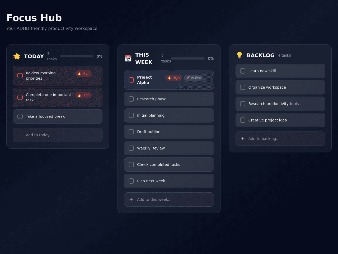 Focus Flow Dashboard
