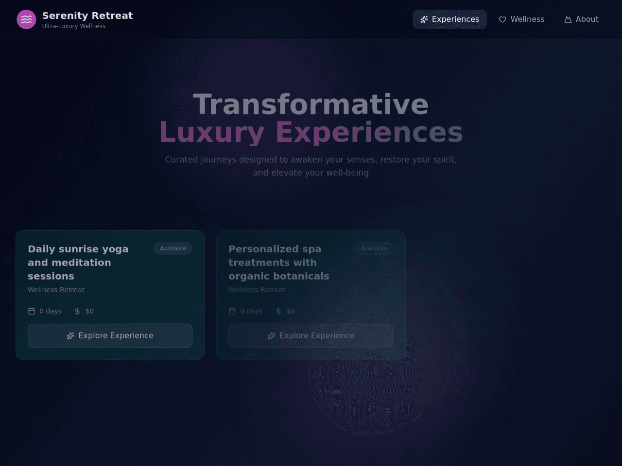 Luxury Retreat Dashboard