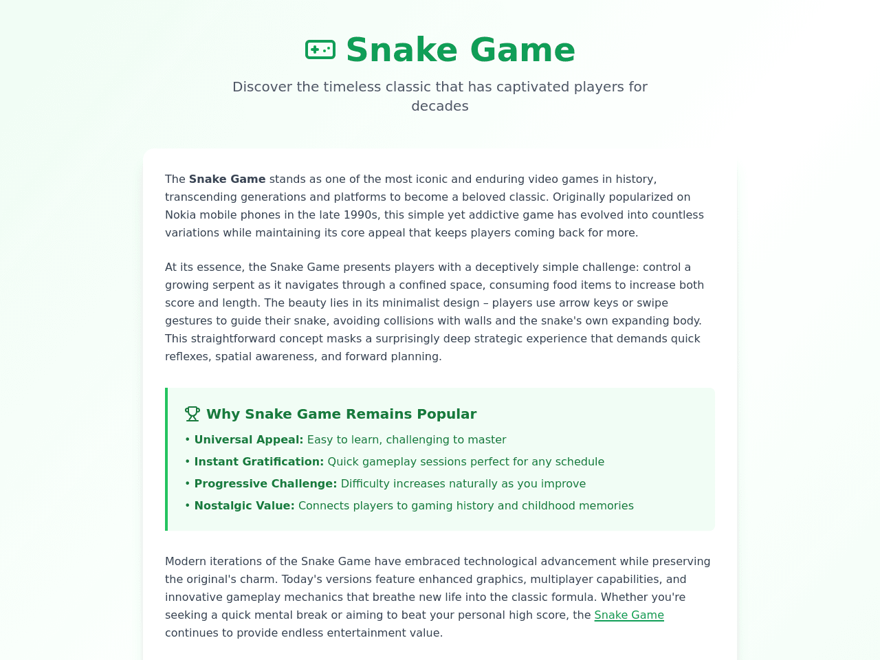 Snake Game Writer