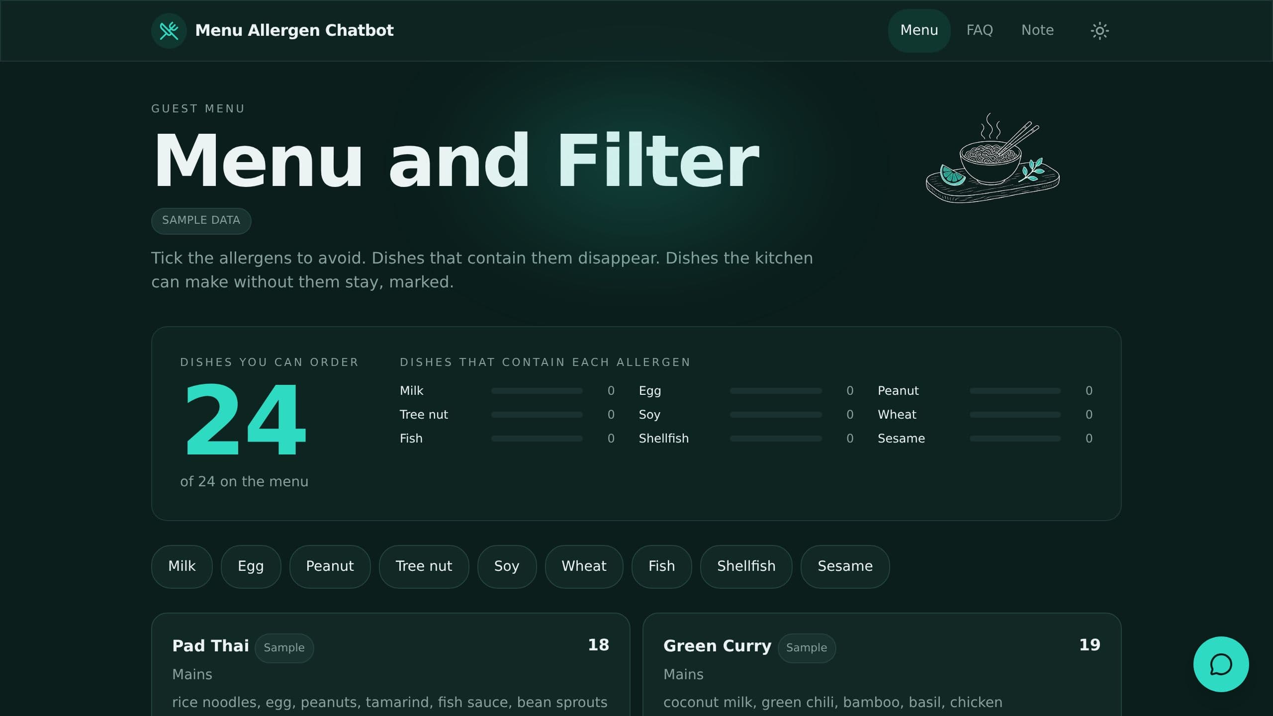 Menu Allergen Chatbot preview