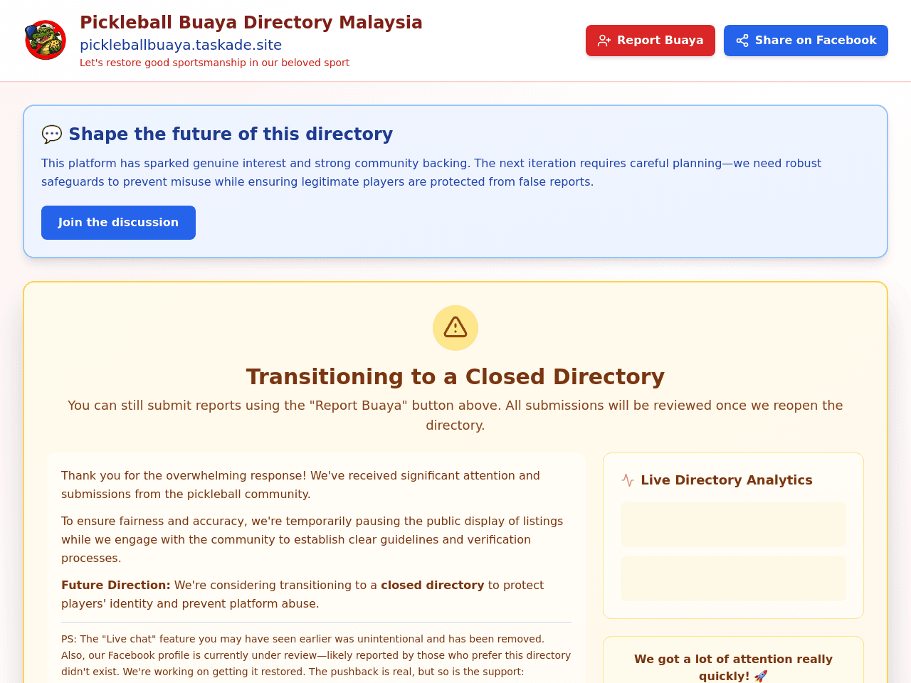 Pickleball Buaya Directory Malaysia