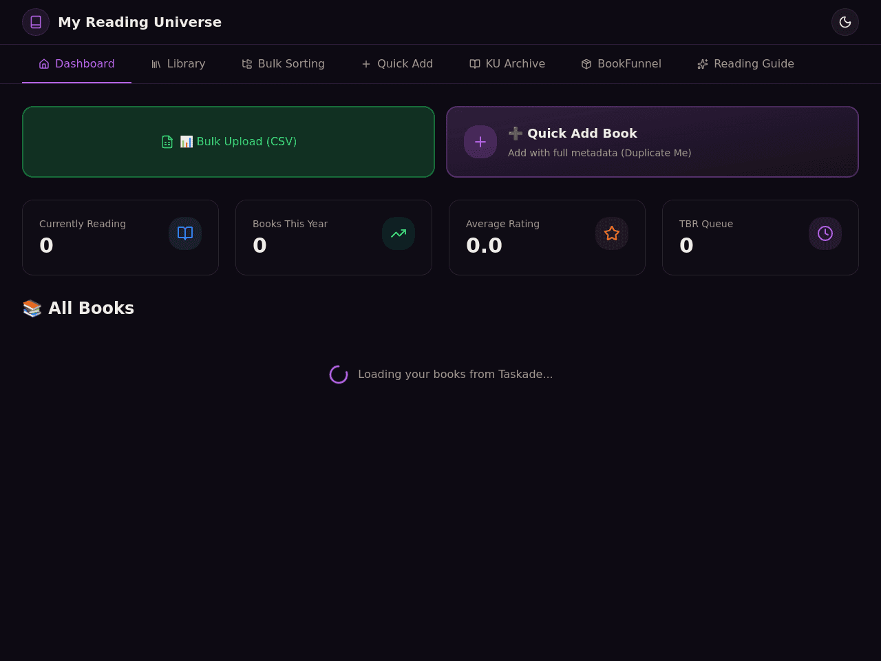 Reading Universe Dashboard