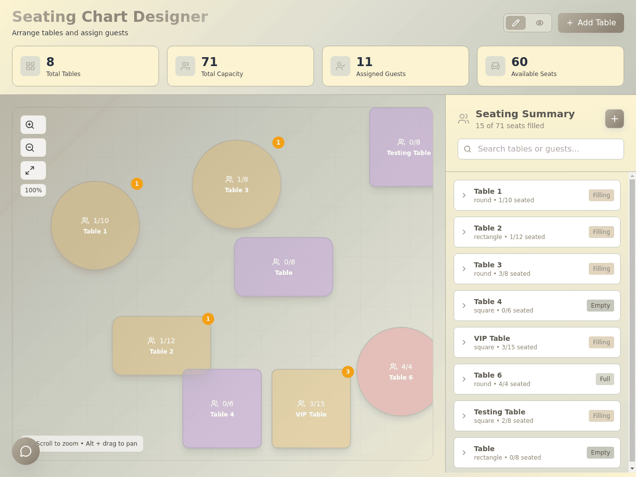 Seating Chart Planner