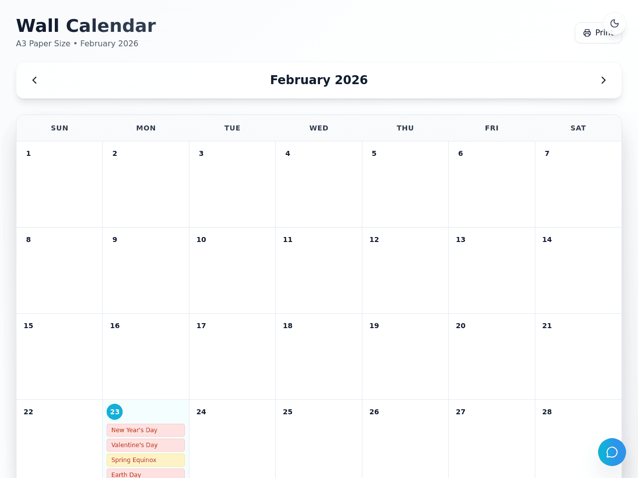 Calendar Wall Studio