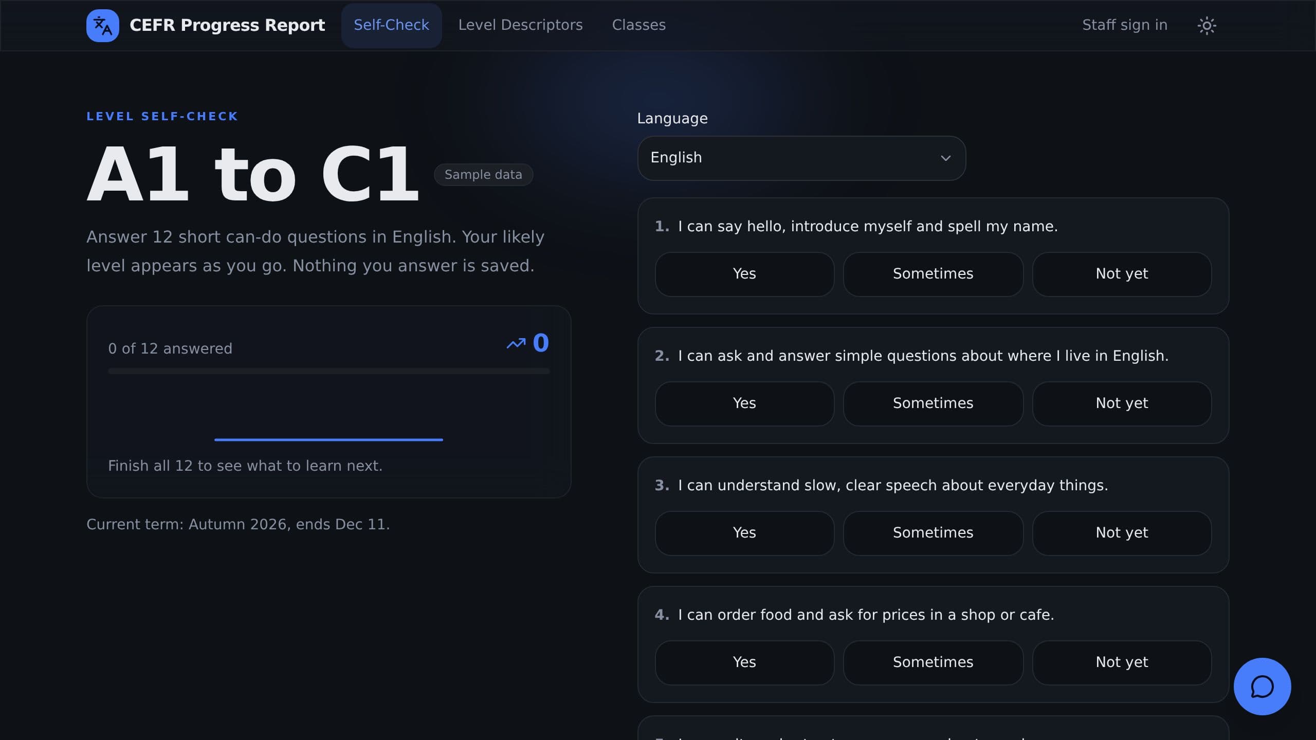 CEFR Progress Report preview