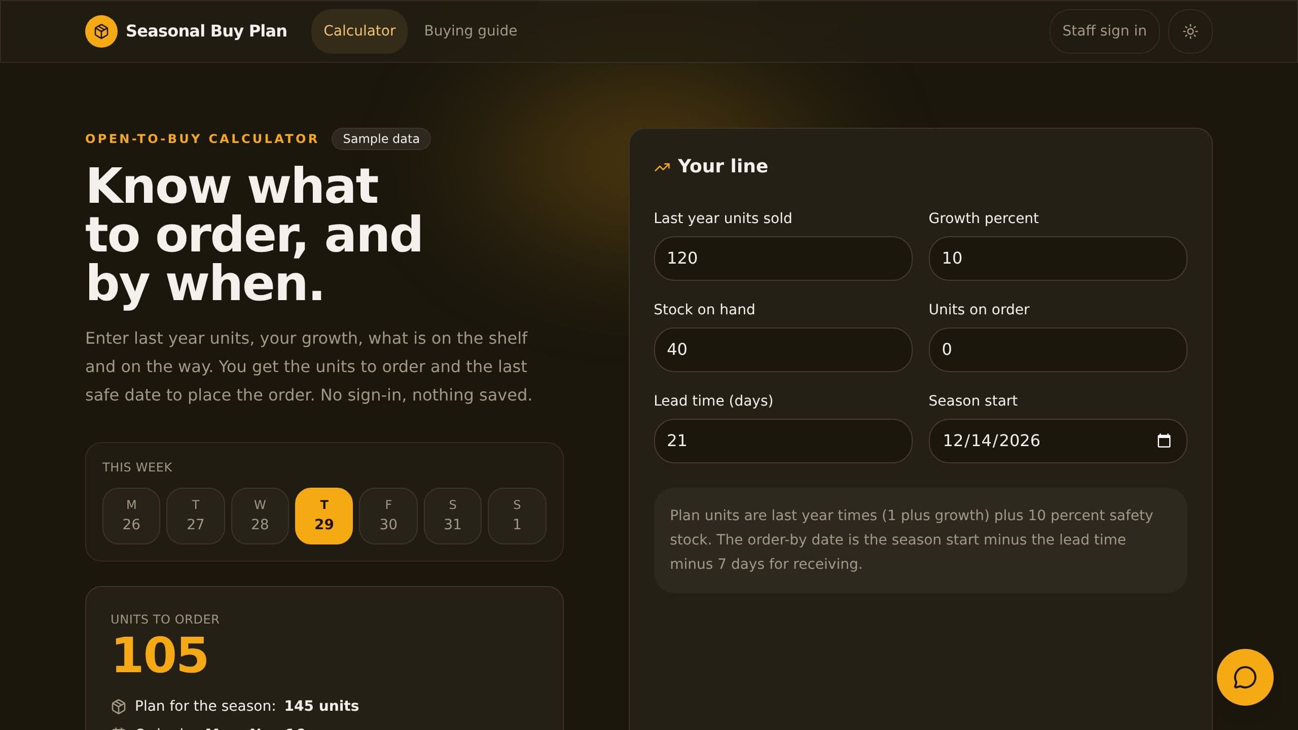 Seasonal Buy Plan preview