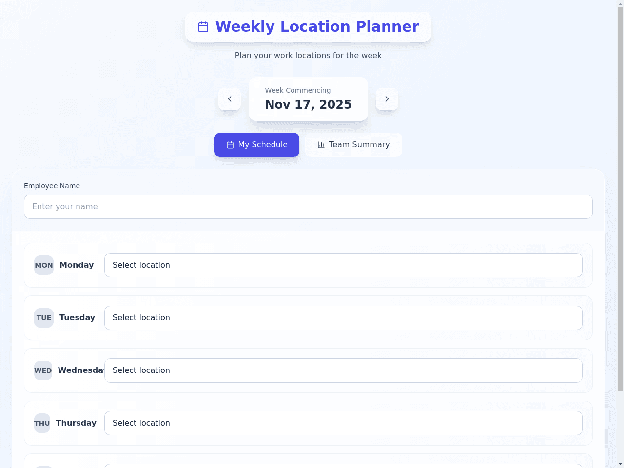 Schedule Matrix Planner
