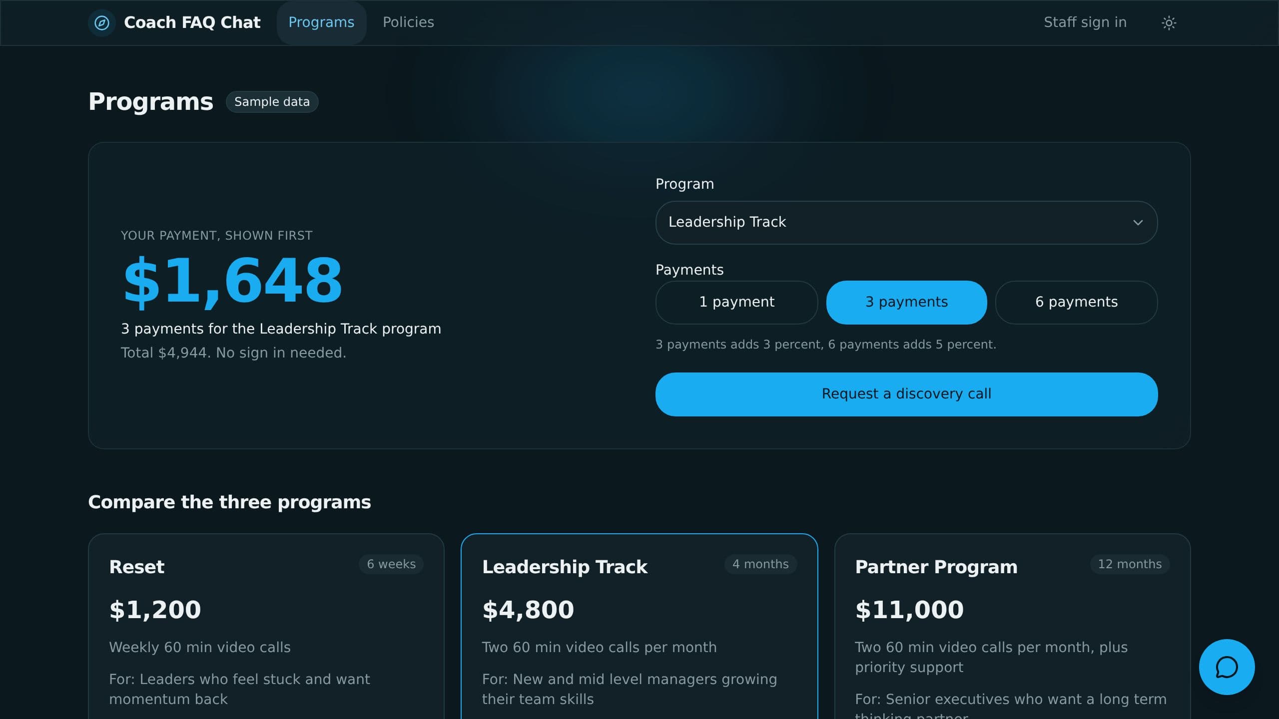Coach FAQ Chat preview