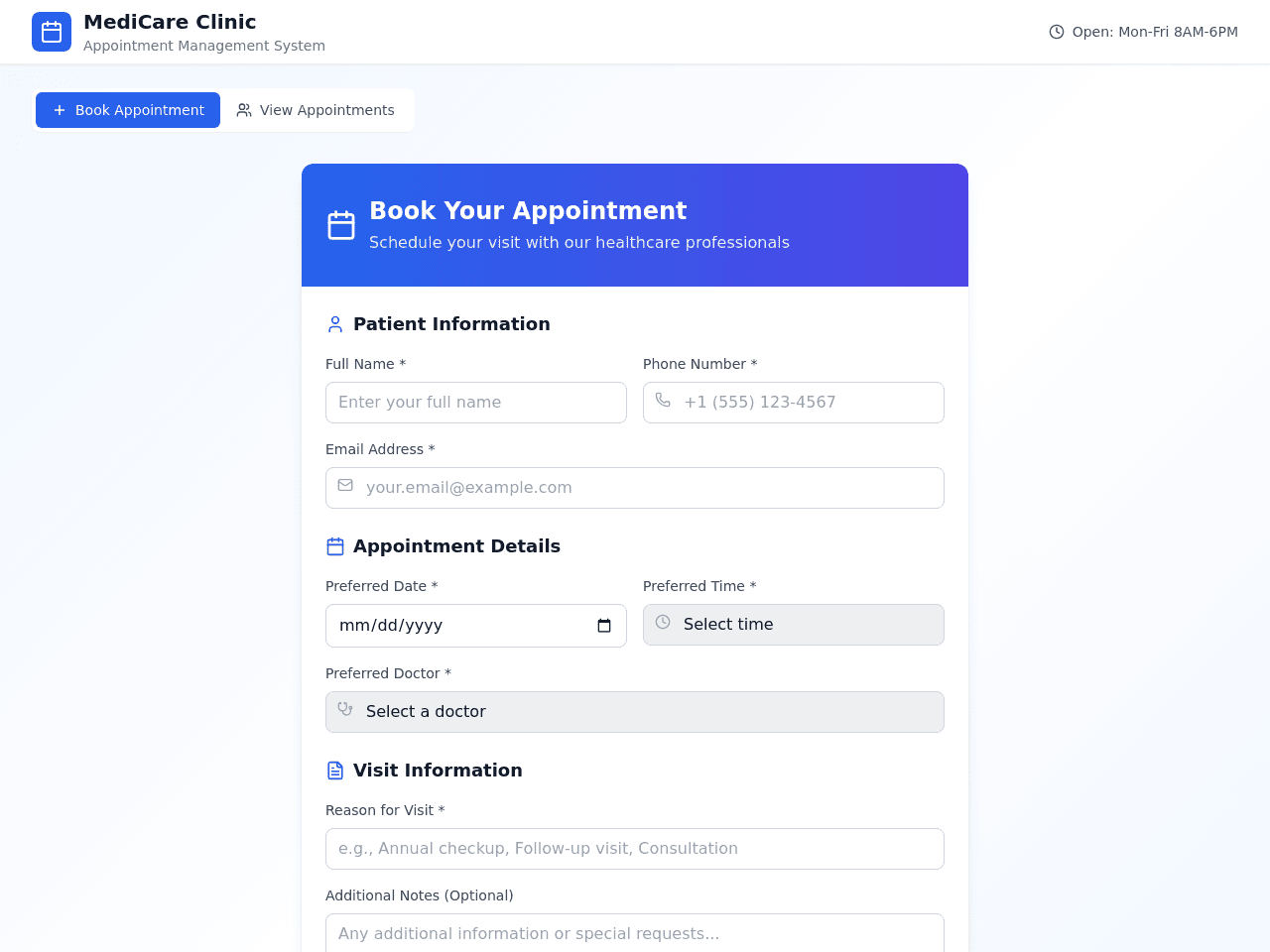 Clinic Appointment Manager