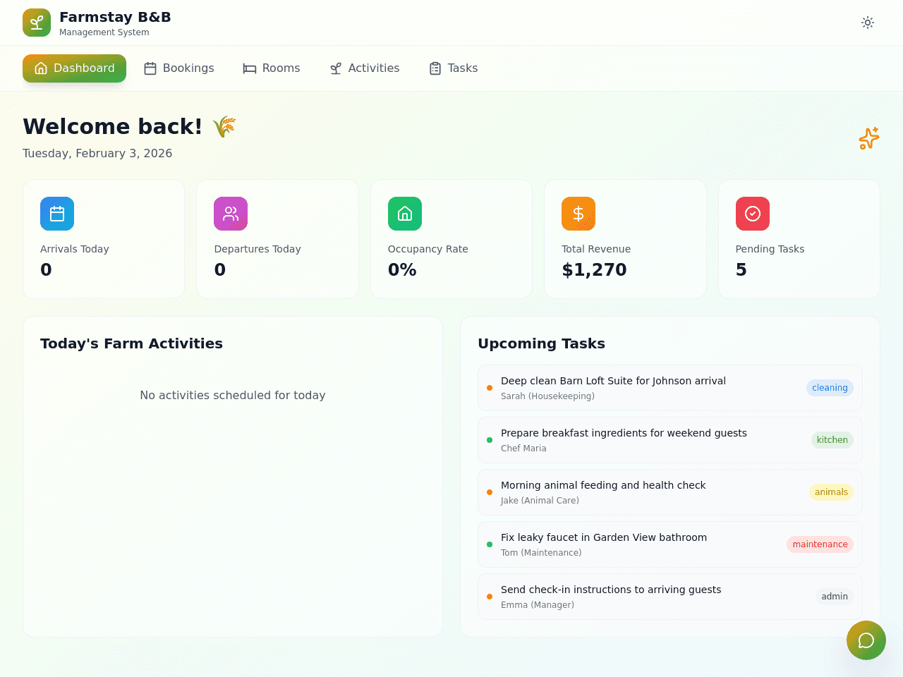 Farmstay Planner