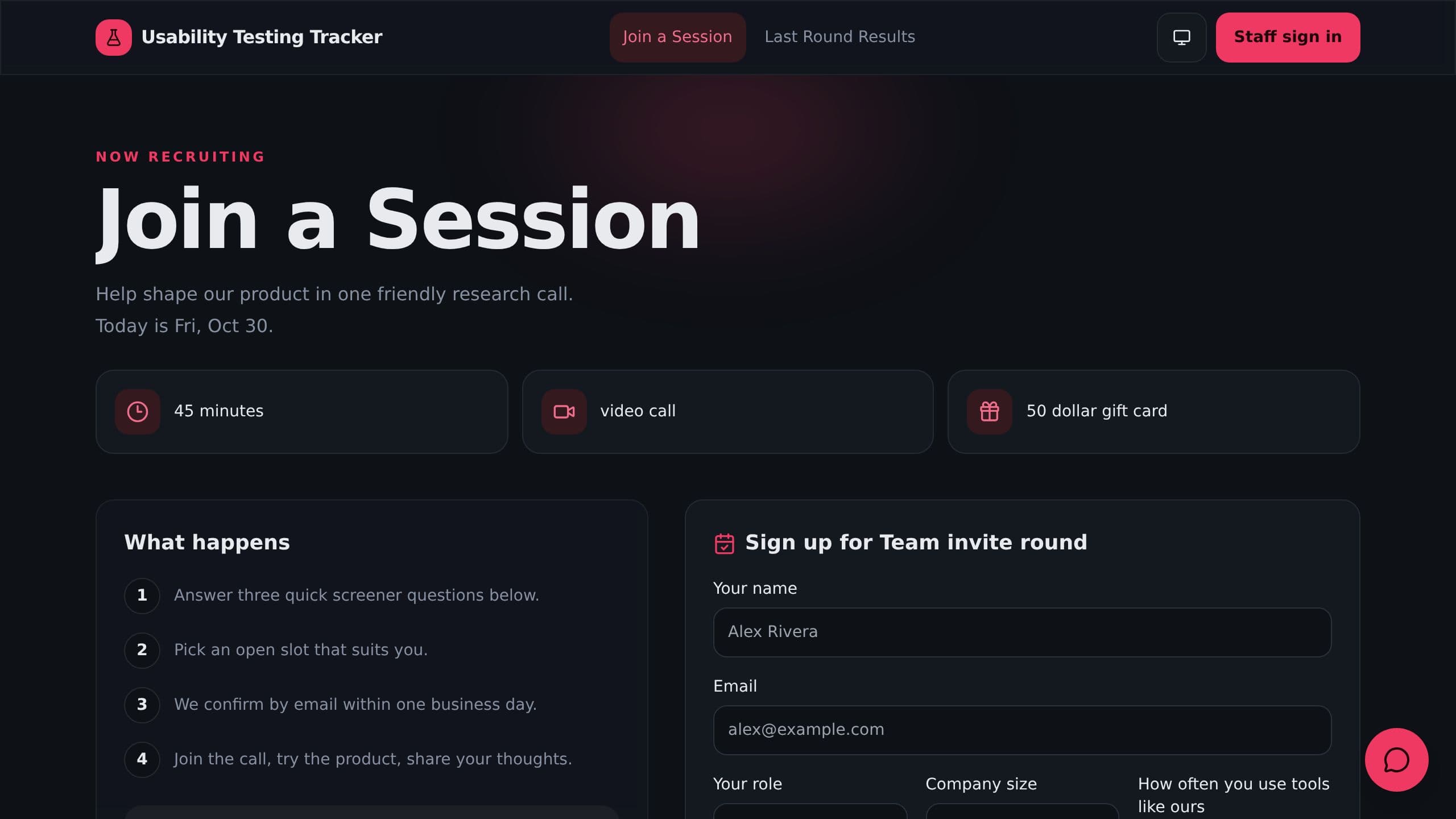 Usability Testing Tracker preview