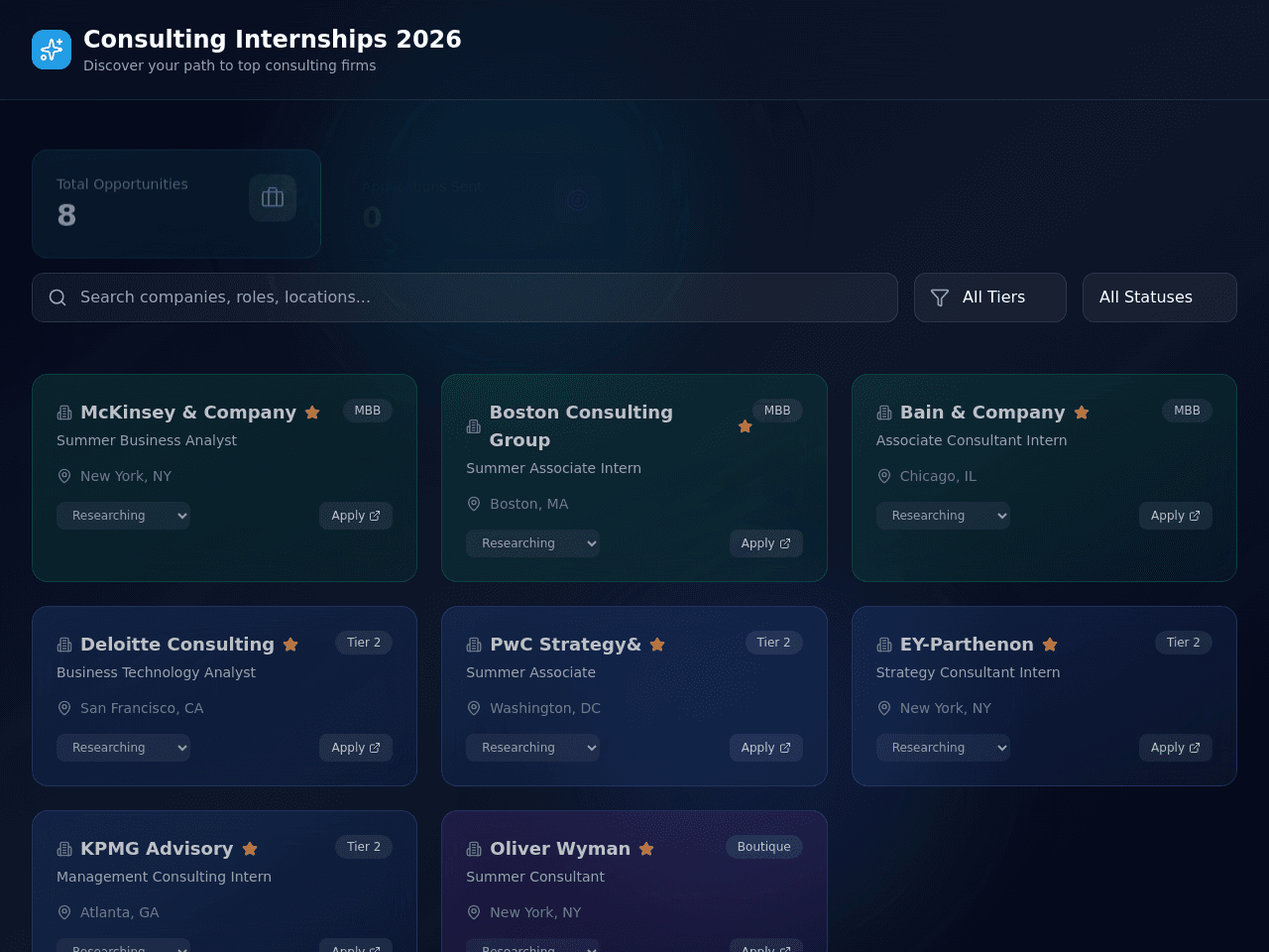 Internship Finder Dashboard
