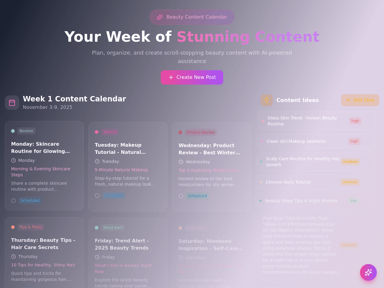 Beauty Content Planner