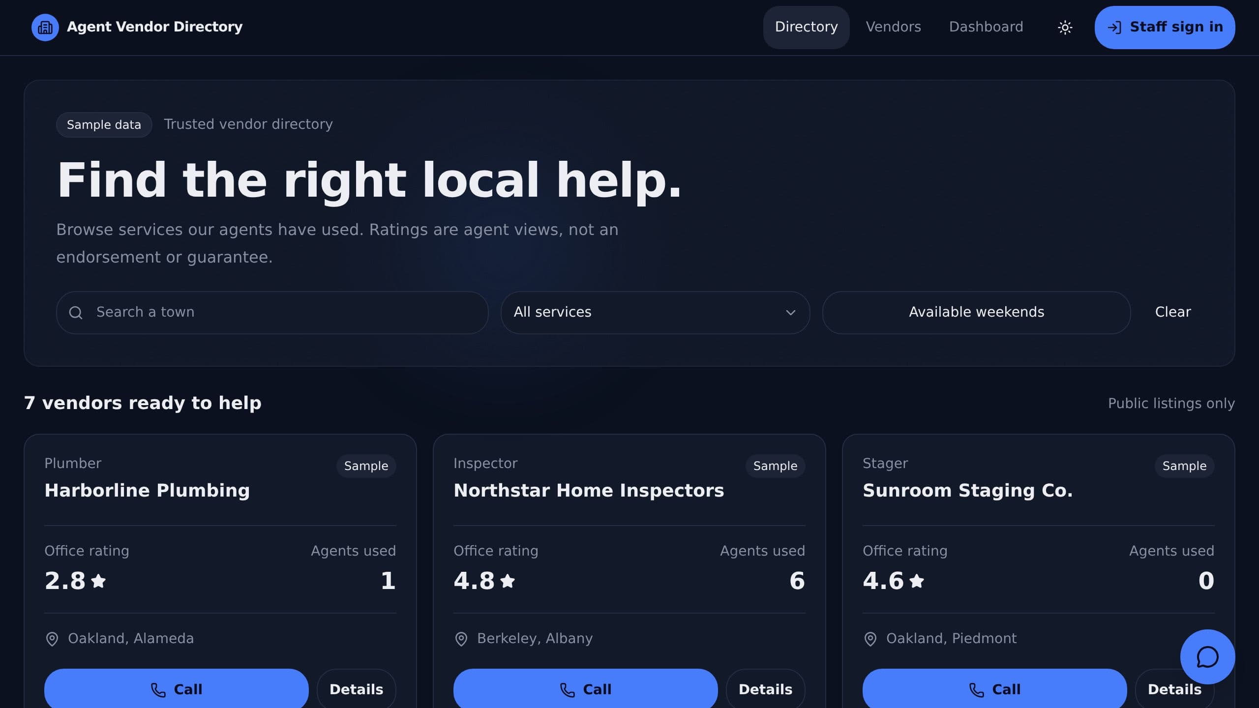 Agent Vendor Directory preview