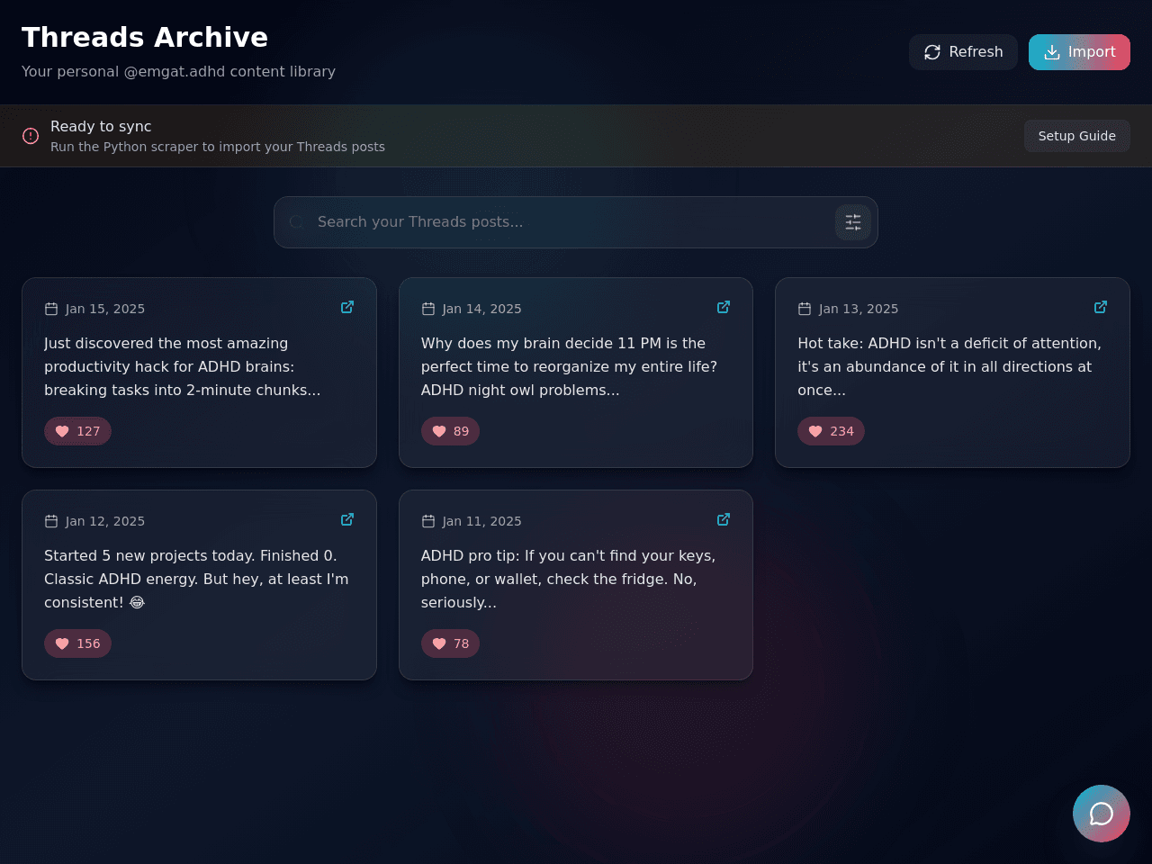 Thread Tracker Dashboard