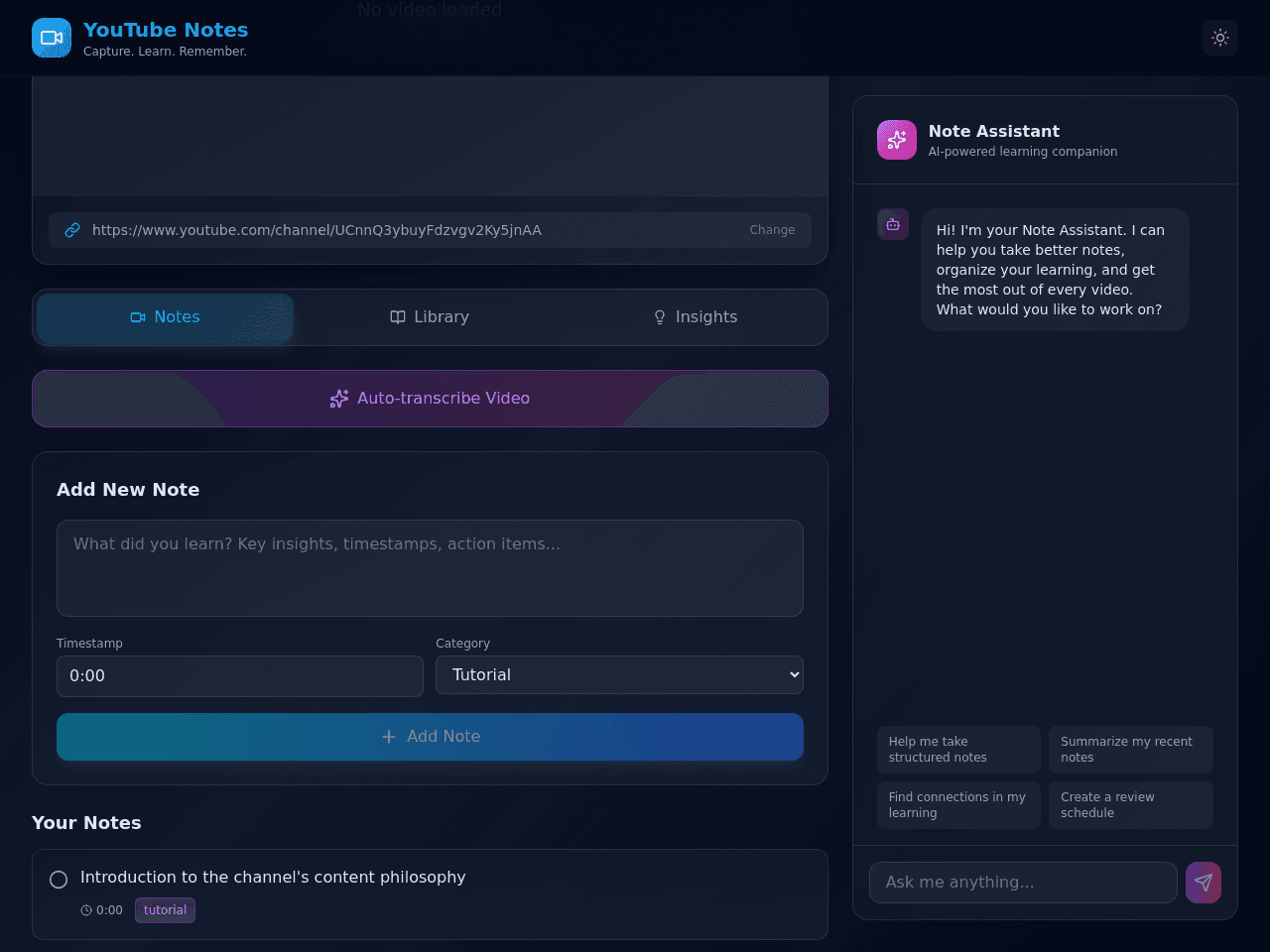 Video Note Portal