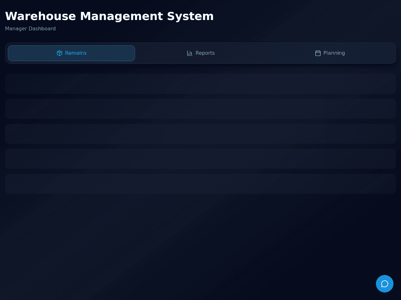 Warehouse Manager Dashboard